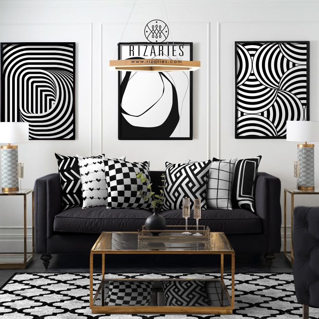 SuperSoft White & Black Uneven Throw Cushion