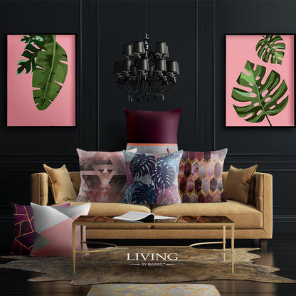 Tropical Leaves Pink 2 Handmade Canvas Painting