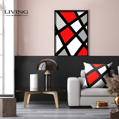 Red & Grey Geo Canvas Painting