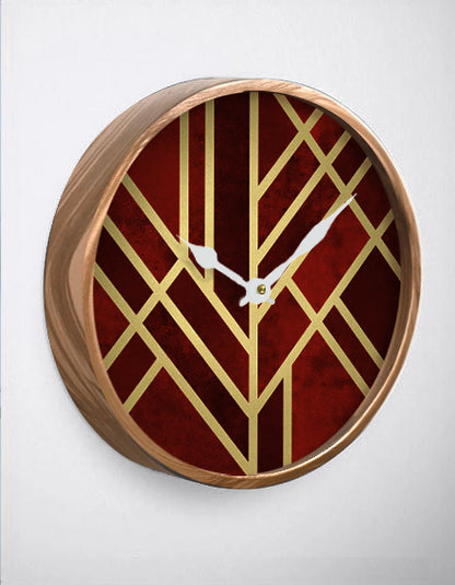 Burgundy Art Deco Wall Clock