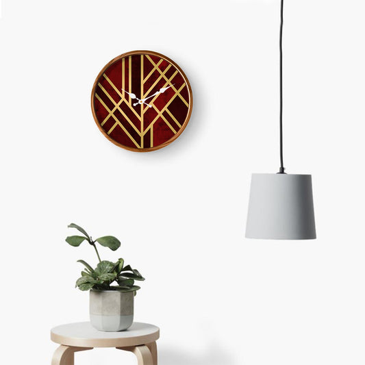 Burgundy Art Deco Wall Clock