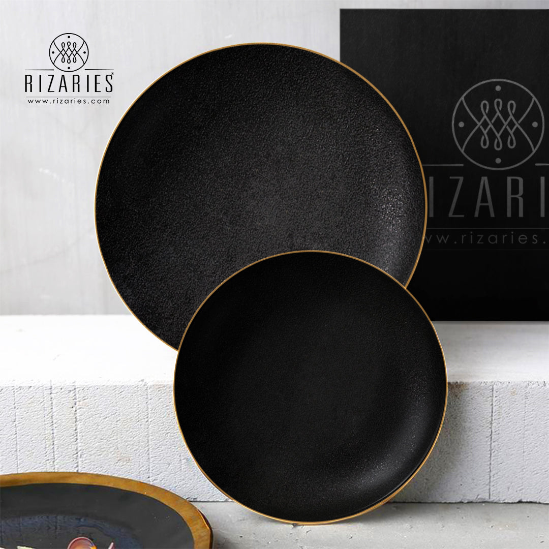 Rough Style Black & Gold Porcelain Plates