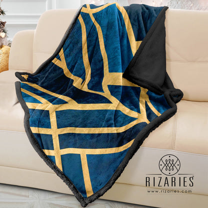 Soft Blue Art Deco Sofa Blanket Throw