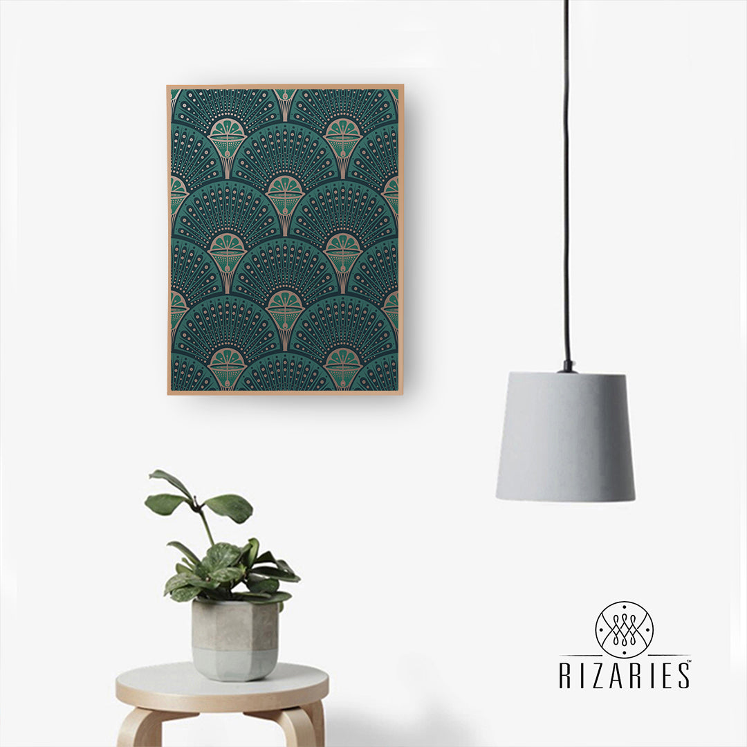 Emerald Peacock Design Canvas Painting