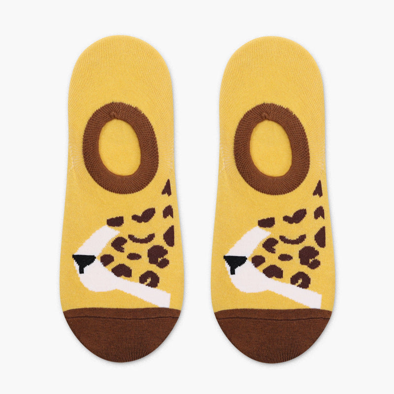 Yellow & Brown Low Cut Crazy Socks