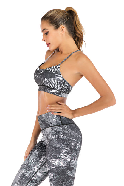 Grey Abstract Crazy Workout 2 Pcs Set