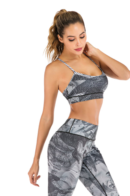 Grey Abstract Crazy Workout 2 Pcs Set