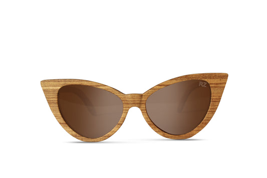 Cat Eye Zebra Wooden Sunglasses