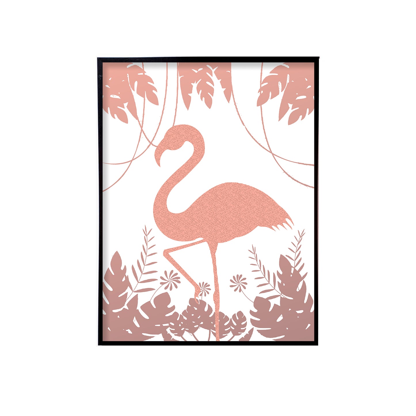 Flamingo & Leaves Handmade Canvas Painting