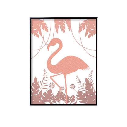 Flamingo & Leaves Handmade Canvas Painting