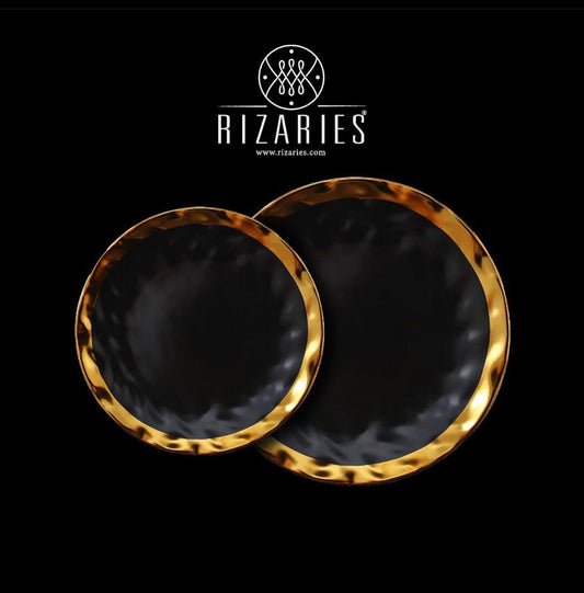 Matt Black & Gold Edges Porcelain Plates (PRE ORDER)