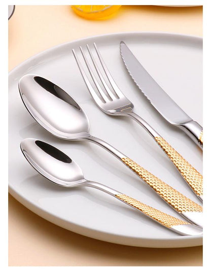 Silver Gold Dotted Cutlery Set