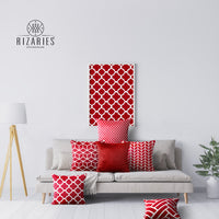 Thumbnail for Red & White Throw Cushions Set of 6