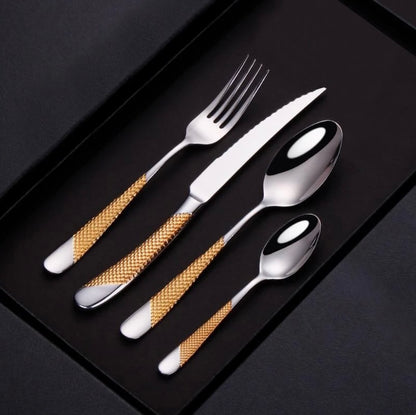 Silver Gold Dotted Cutlery Set