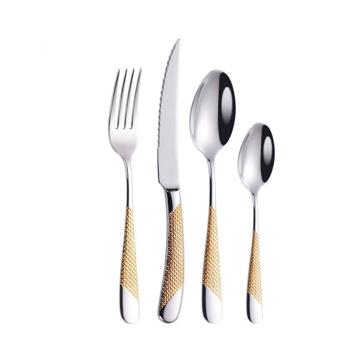 Silver Gold Dotted Cutlery Set