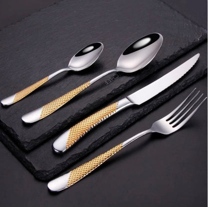 Silver Gold Dotted Cutlery Set