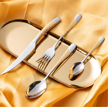 Silver Gold Dotted Cutlery Set