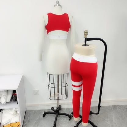 Red with White Crazy Workout 2 Pcs Set