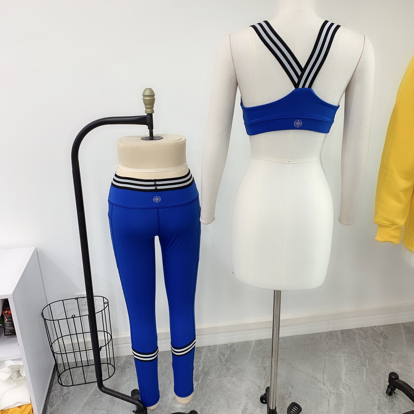 Blue with Black Stripes Crazy Workout 2 Pcs Set