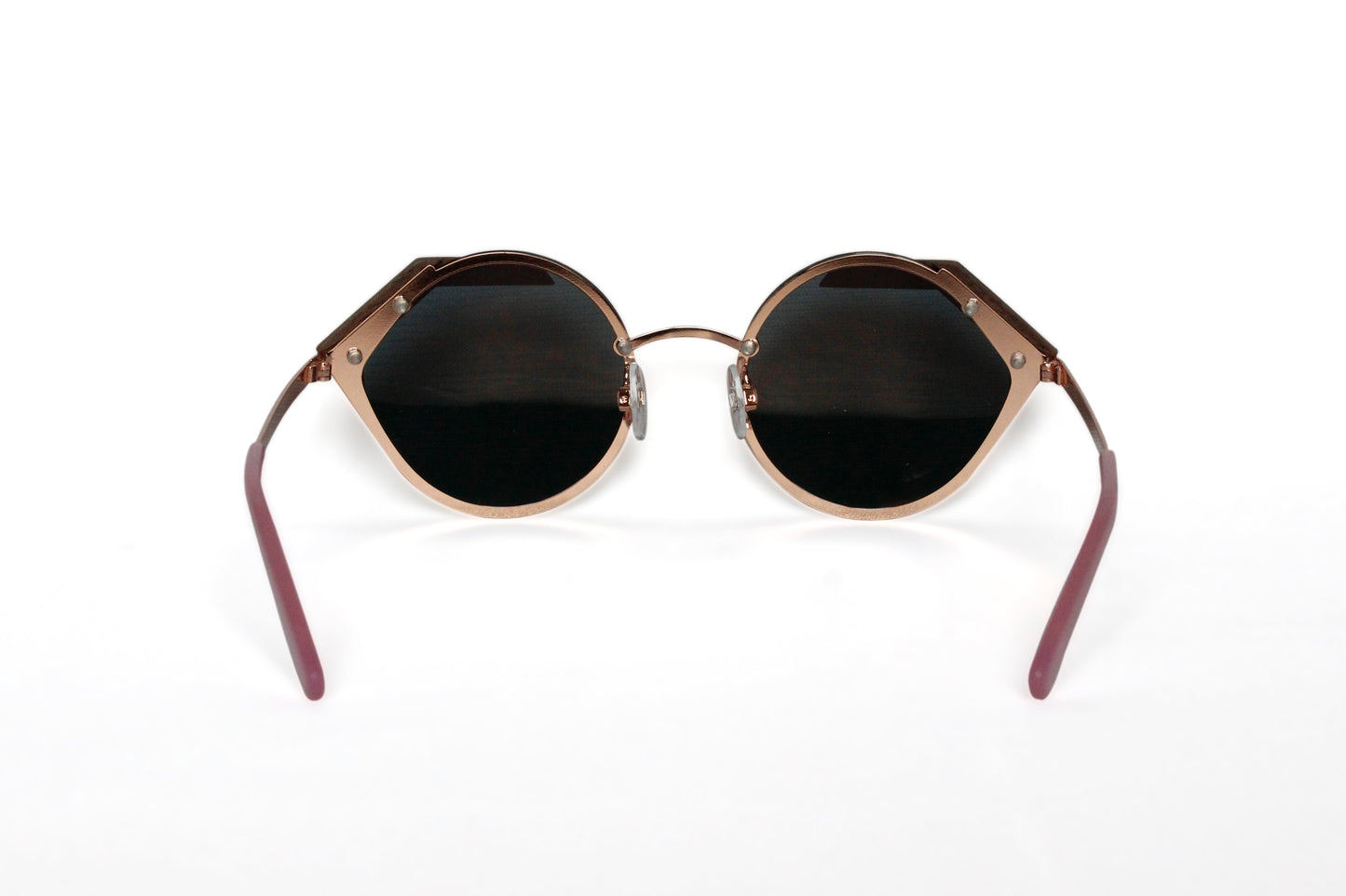 Round Rose Gold Metal Wood Sunglasses