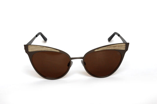 Cat Eye Metal Wood Sunglasses