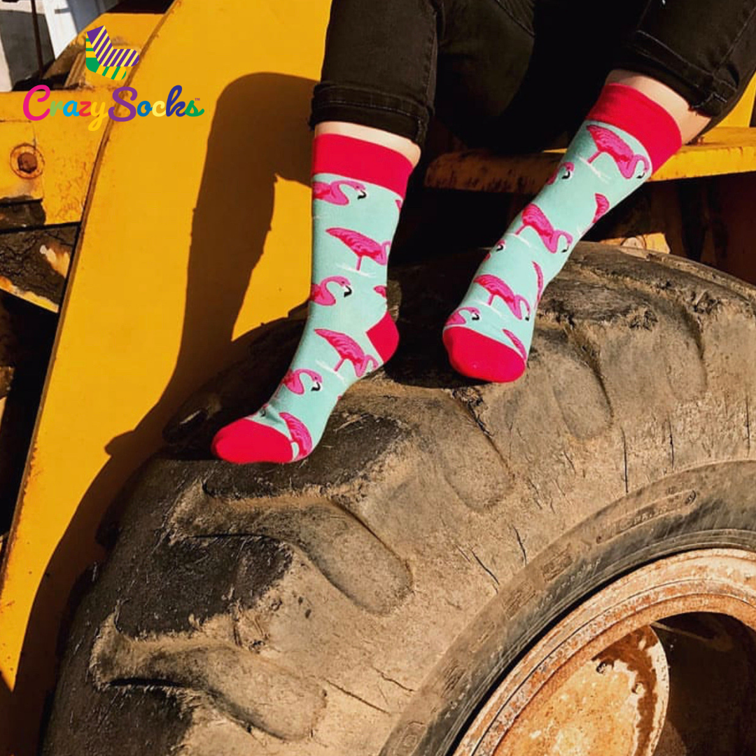 Pink Flamingo Crazy Socks