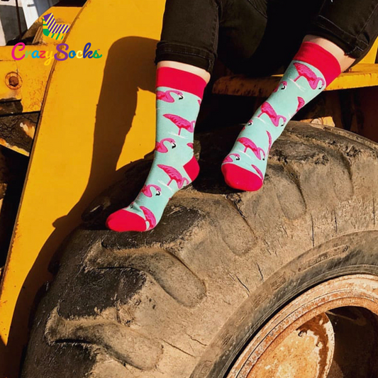 Pink Flamingo Crazy Socks