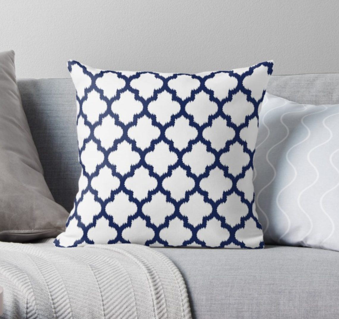 SuperSoft Navy Blue & White Moroccan Ikat style