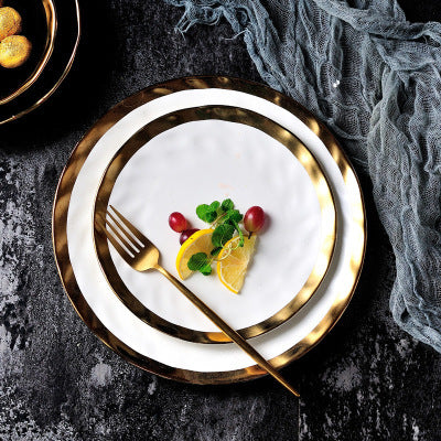 Matt White & Gold Porcelain Plates