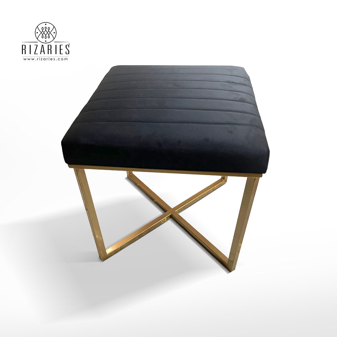 Soft Modern Square Ottoman With Metal Legs