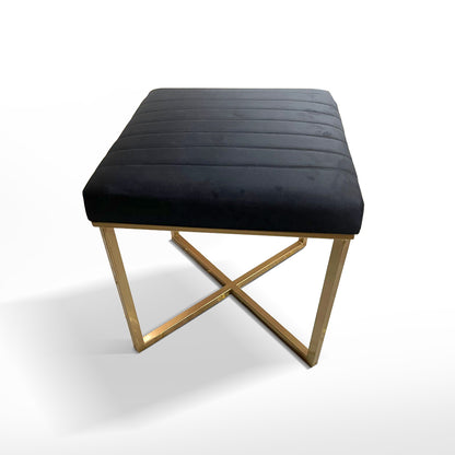 Soft Modern Square Ottoman With Metal Legs