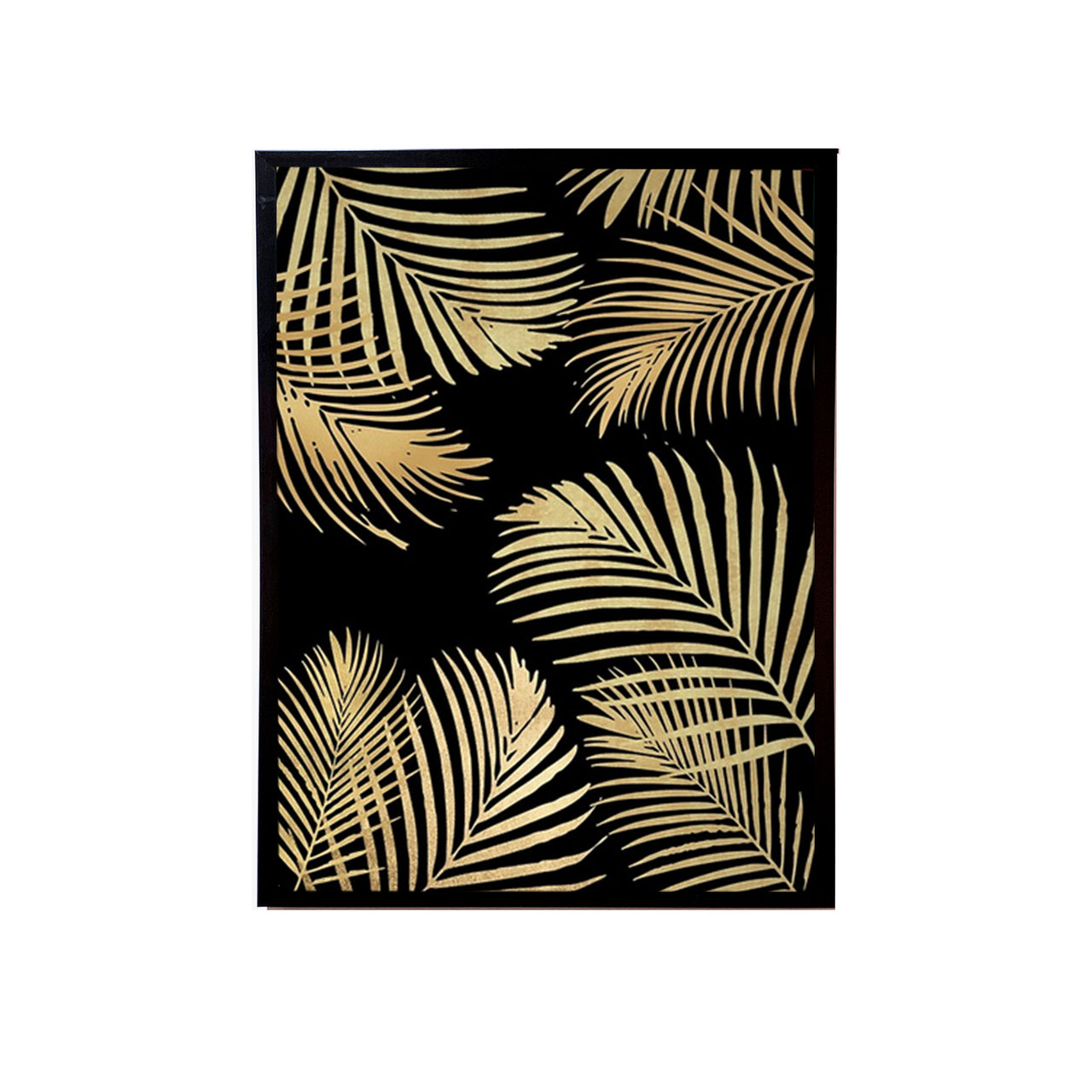 Gold Leaves on Black Canvas Painting