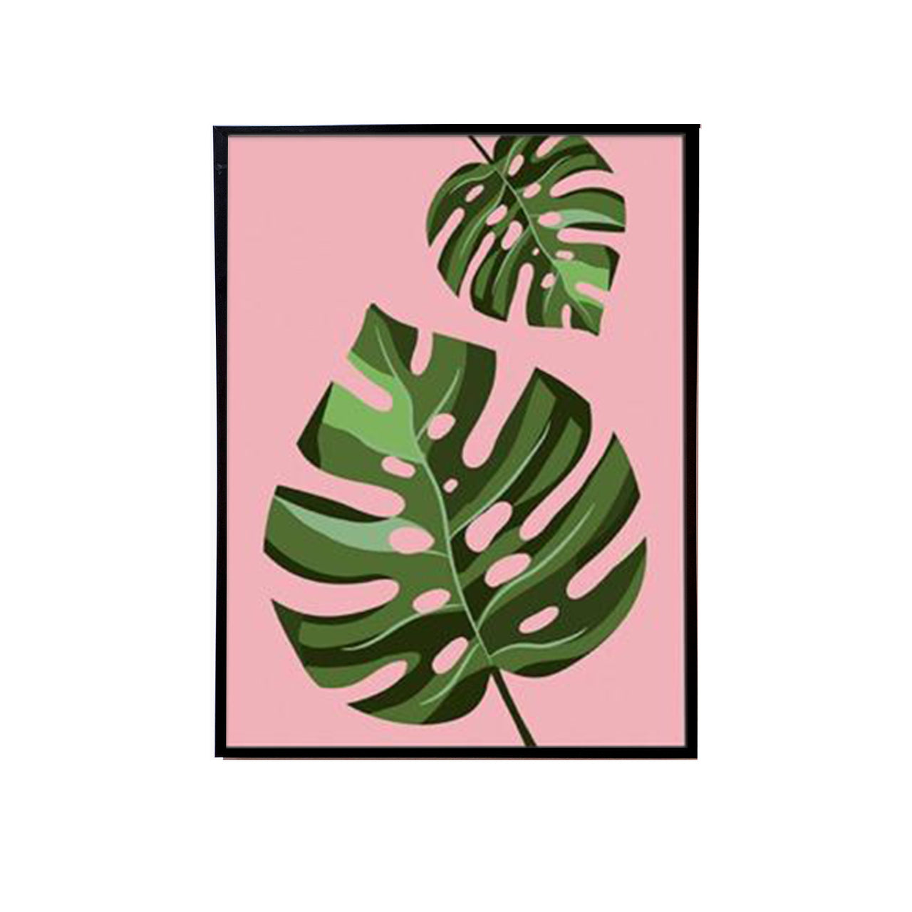 Tropical Leaves Pink Handmade Canvas Painting