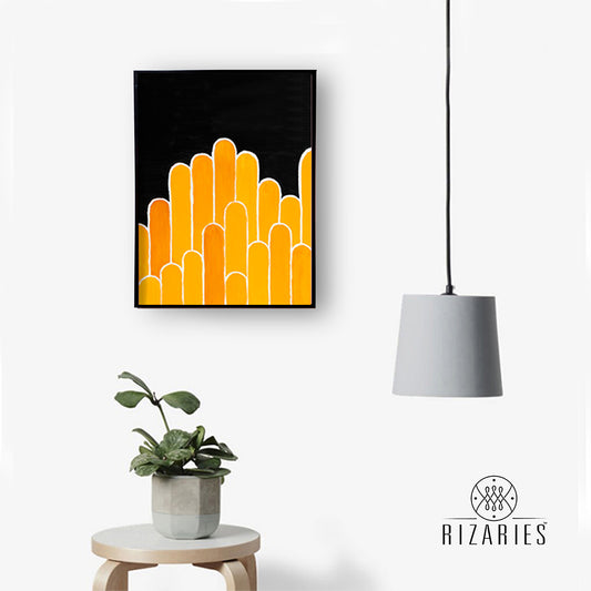 Orange & Yellow Geo Canvas Painting