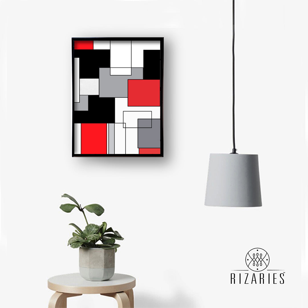 Red Geo Canvas Painting