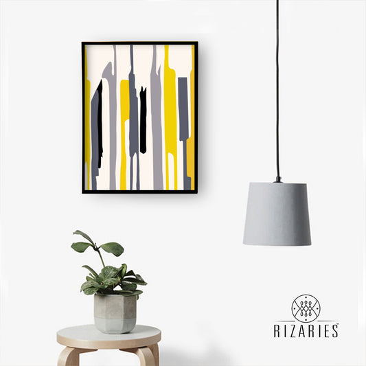 Yellow Grey Abstract Handmade Canvas Painting