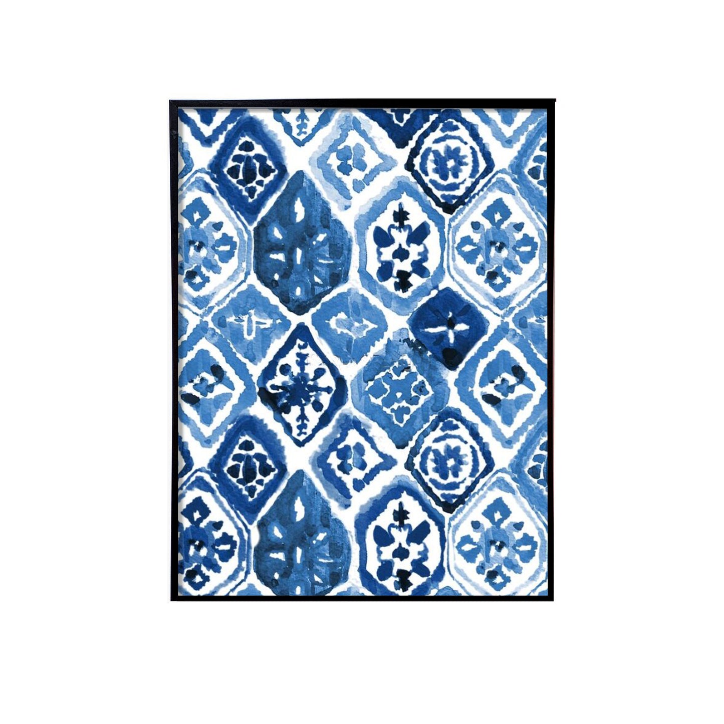 Navy Arabesque Tiles Canvas Painting