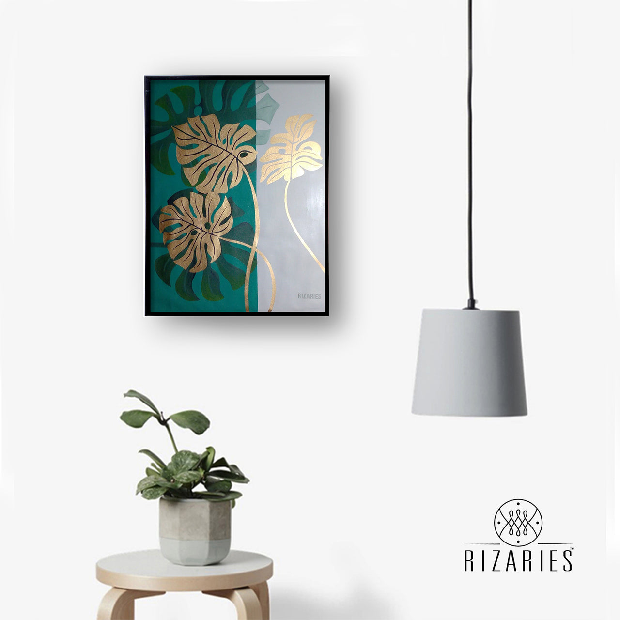 Tropical Leaves Handmade Canvas Painting