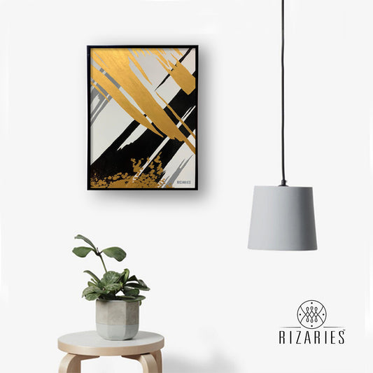 Black & Gold Abstract Canvas Painting