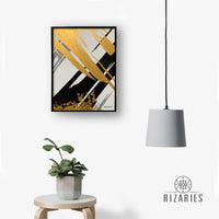 Thumbnail for Black & Gold Abstract Canvas Painting