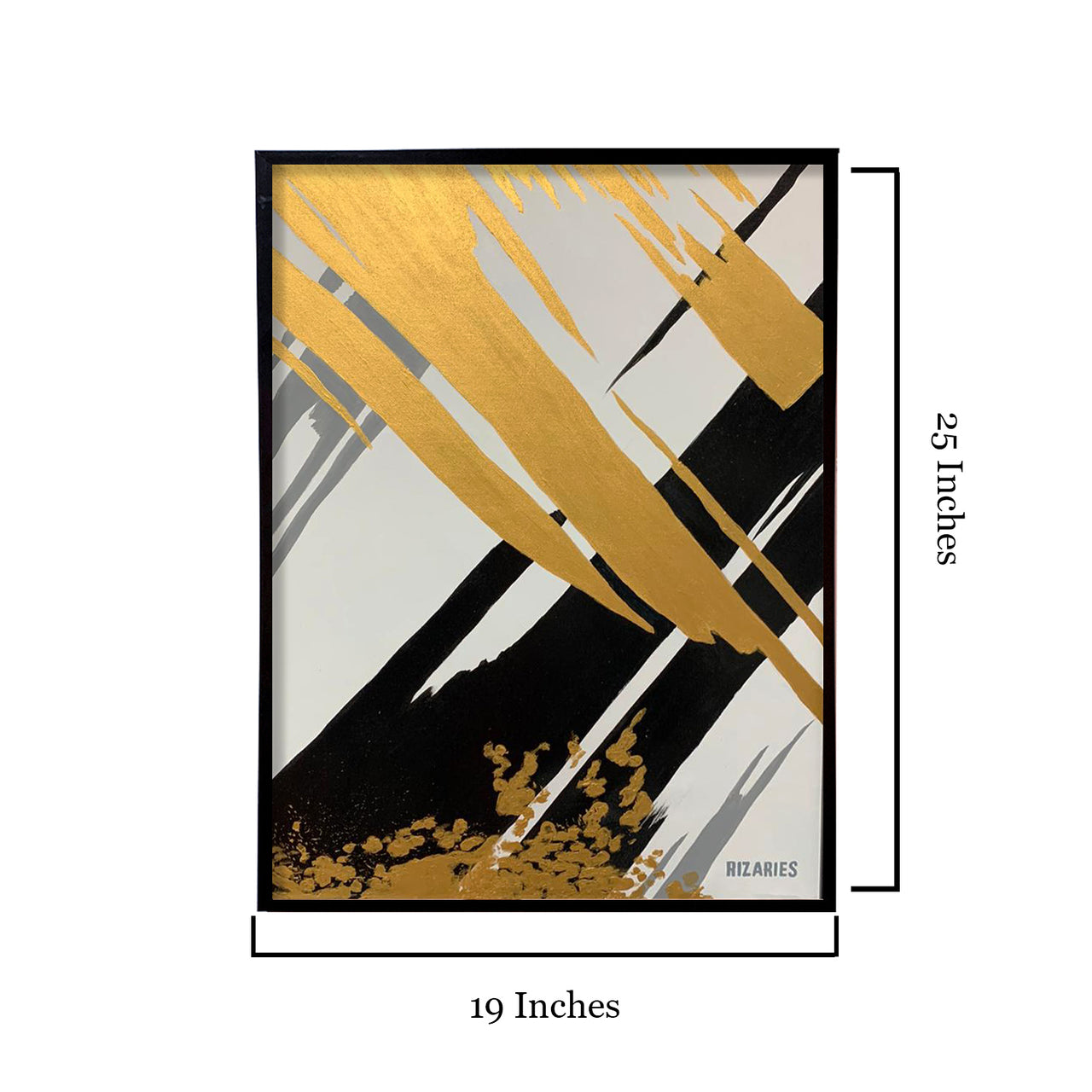 Black & Gold Abstract Canvas Painting