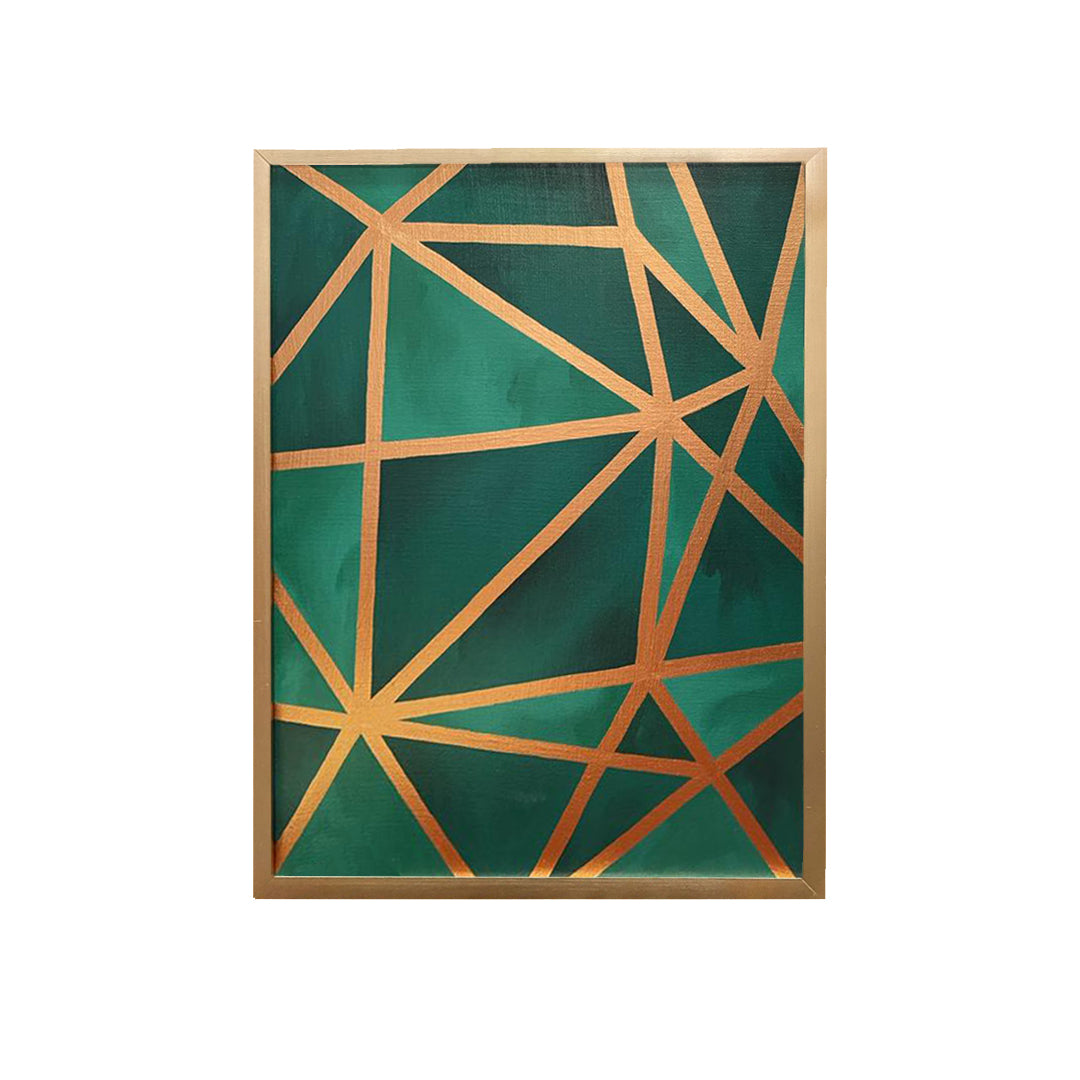 Copper & Emerald Geo Canvas Painting