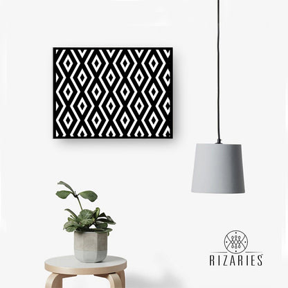 Black & White Diamonds Handmade Canvas Painting