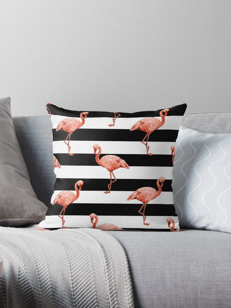 SuperSoft Pink Flamingo Pattern on stripes