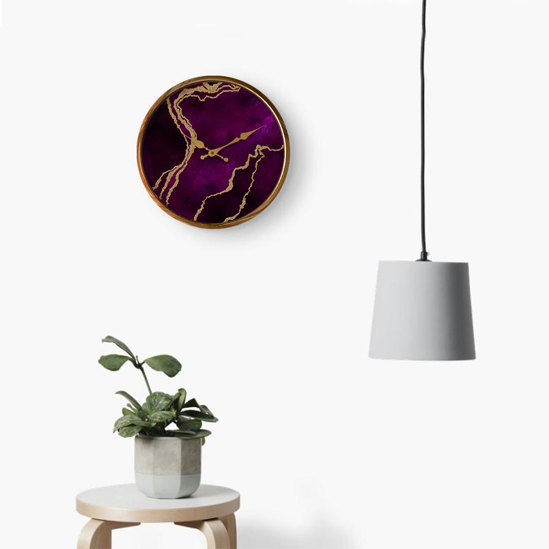 Purple Abstract Wall Clock