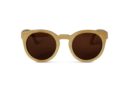 Round Bamboo Light Brown Sunglasses