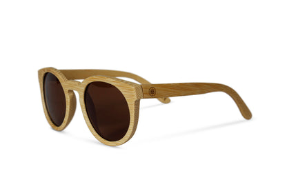 Round Bamboo Light Brown Sunglasses