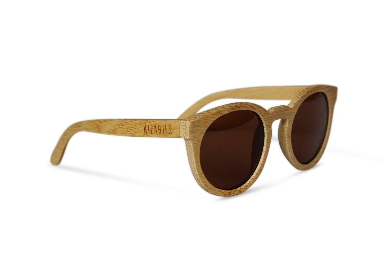Round Bamboo Light Brown Sunglasses