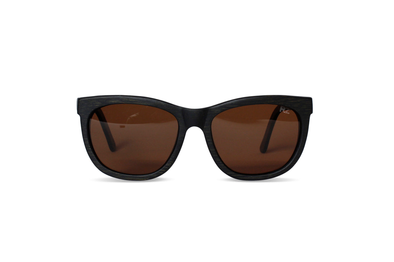 Round Black Bamboo Wood Sunglasses