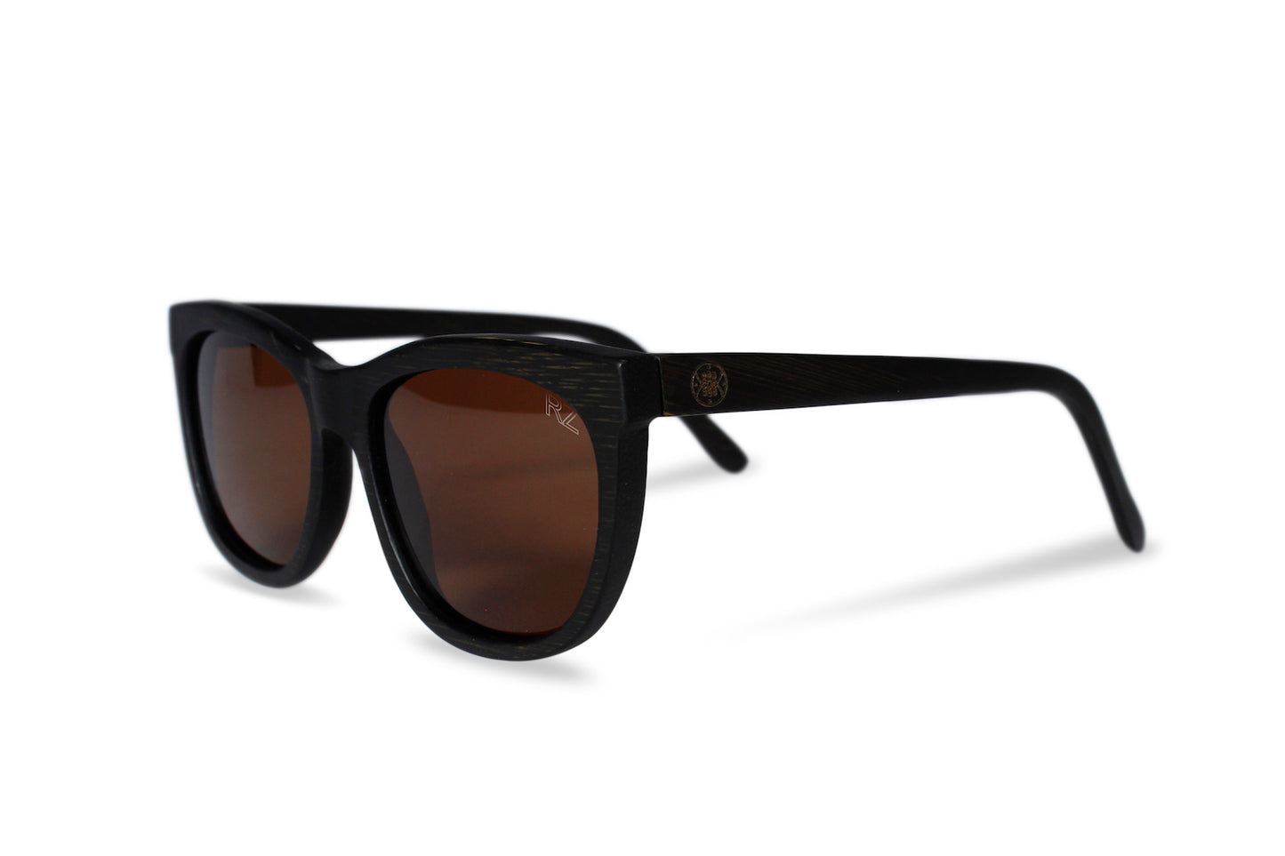 Round Black Bamboo Wood Sunglasses